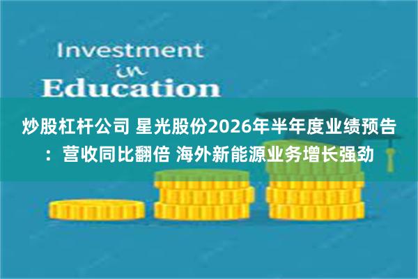 炒股杠杆公司 星光股份2026年半年度业绩预告：营收同比翻倍 海外新能源业务增长强劲